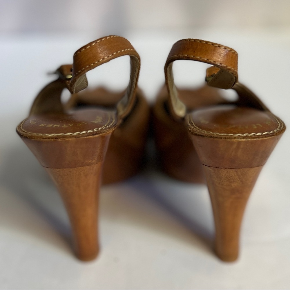 Vintage Rapallo Leather Sling Back Peep Toe Heels Size 8 - Picture 6 of 8